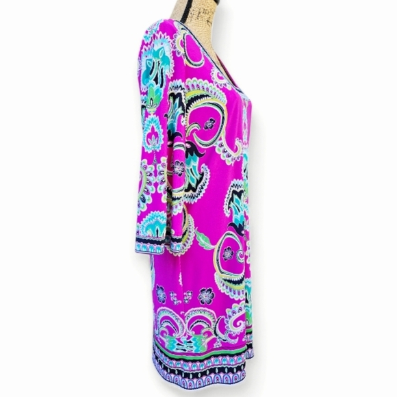 Laundry By Shelli Segal Women's Fuchsia Paisley Print Dress, Size 6 - Picture 3 of 6